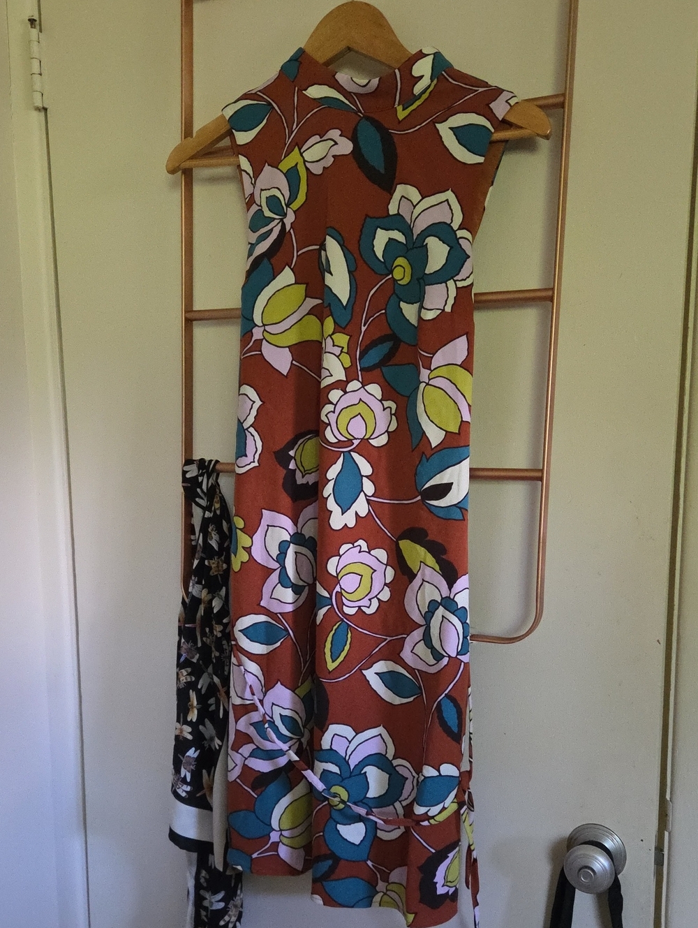 Modcloth Mod Floral Sleeveless Dress in Rust